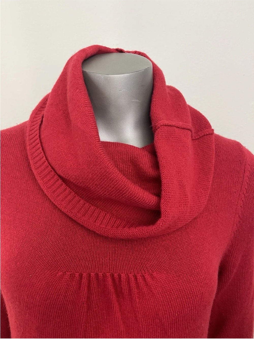 Banana Republic Dress Women’s L Red Sweater Luxury Cashmere Wool Blend Cowl Neck - Picture 5 of 10